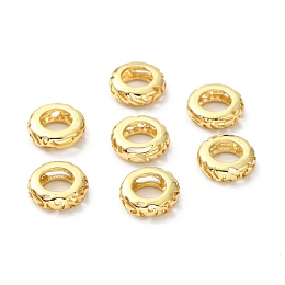 Honeyhandy Rack Plating Brass European Beads, Large Hole Beads, Long-Lasting Plated, Cadmium Free & Lead Free, Hollow, Rondelle, Real 18K Gold Plated, 9x3mm, Hole: 5mm