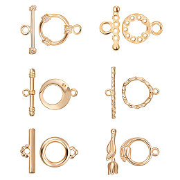 BENECREAT 12 Sets  Gold Plated Toggle Clasp for Necklace Bracelet Jewelry Making - 6 Mixed Style