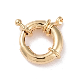 Honeyhandy Eco-friendly Brass Spring Ring Clasps, Cadmium Free & Lead Free, Long-Lasting Plated, Real 24K Gold Plated, 26x21.5x7.5mm, Hole: 4mm, Inner Diameter: 12mm