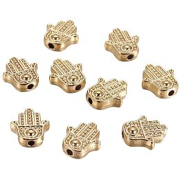 CHGCRAFT 50pcs Elactroplated Brass Beads Hamsa Hand Beads Loose Beads Gemstone Golden Beads for Jewelry Making Stands DIY Crafts Stone