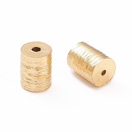 Honeyhandy Brass Drawbench Beads, Long-Lasting Plated, Column, Real 18K Gold Plated, 6.5~7.5x6x6mm, Hole: 1mm