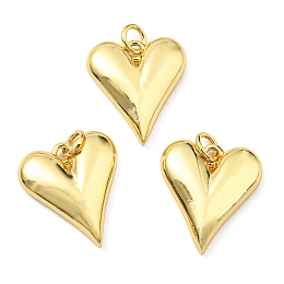 Honeyhandy Brass Pendants, with Jump Ring, Long-Lasting Plated, Lead Free & Cadmium Free, Heart Charm, Real 18K Gold Plated, 17.5x15.5x4mm, Hole: 3mm