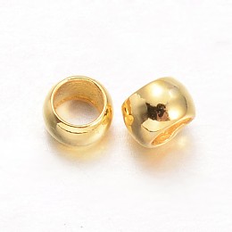 Honeyhandy Rondelle Brass Crimp Beads, Golden, 2.5x1.5mm, Hole: 1mm, about 10000pcs/200g