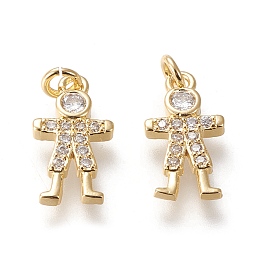 Honeyhandy Brass Micro Pave Cubic Zirconia Charms, Long-Lasting Plated, Boy, Clear, Real 18K Gold Plated, 14.5x8x2.3mm, Hole: 2.2mm