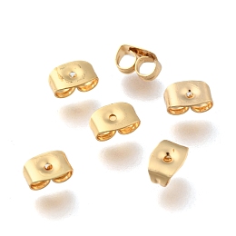 Honeyhandy Brass Ear Nuts, for Earring Making, Real 18K Gold Plated, 6x4x3mm, Hole: 0.8mm