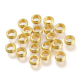 Honeyhandy Brass Spacer Beads, Long-Lasting Plated, Grooved Beads, Column, Golden, 5.5x3mm, Hole: 4mm