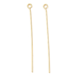 Honeyhandy Brass Eye Pins, Real 18K Gold Plated, 45x3x0.8mm, Hole: 1.8mm, Pin: 0.7mm