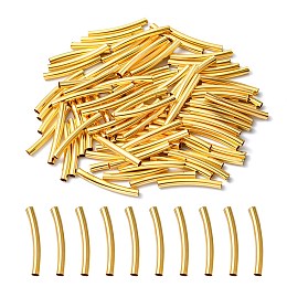 Honeyhandy 100Pcs Brass Tube Beads, Curved Tube, Golden, 25x3mm, Hole: 2mm