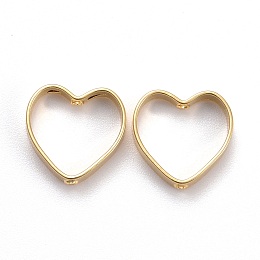 Honeyhandy Brass Bead Frame, for Earrings & Hair Jewelry Accessories Bag Bead Buckle, Heart, Real 18K Gold Plated, 9.5x10x2mm