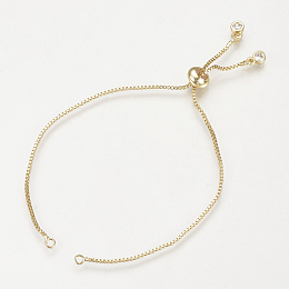 Honeyhandy Brass Slider Bracelets Making, with Cubic Zirconia, Box Chains, Long-Lasting Plated, Golden, Single Chain Length: about 11.5~12cm