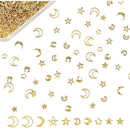 OLYCRAFT 1600PCS Moon Star Resin Fillers Hollow Resin Charms Brass Epoxy Resin Supplies Cosmos Themed Epoxy Resin Fillers for Resin Jewelry Making (Gold)