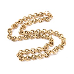 Honeyhandy Ion Plating(IP) 304 Stainless Steel Rolo Chains Necklaces, with Lobster Claw Clasps, Golden, 19.65 inch(49.9cm)