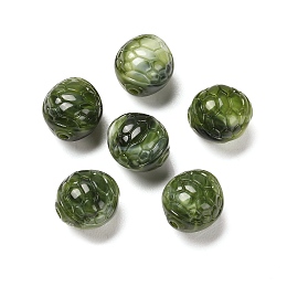 Two-tone Opaque Acrylic Beads, Turtle Shell, Dark Olive Green, 10~11x12mm, Hole: 1.8mm, about 625pcs/500g