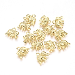 Honeyhandy Electroplated Alloy Charms, Long-Lasting Plated, Elephant, Golden, 12x14.5x3mm, Hole: 1.5mm