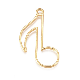 Honeyhandy Zinc Alloy Open Back Bezel Pendants, For DIY UV Resin, Epoxy Resin, Pressed Flower Jewelry, Musical Note, Golden, 38x24x1.8mm, Hole: 2.3mm