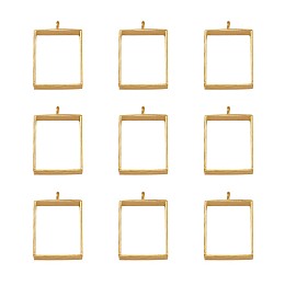 Honeyhandy Alloy Open Back Bezel Big Pendants, For DIY UV Resin, Epoxy Resin, Pressed Flower Jewelry, Rectangle, Golden, 29x20x5mm, Hole: 2.2mm