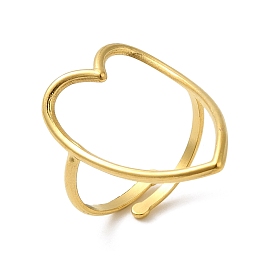 Honeyhandy 304 Stainless Steel Adjustable Rings, Hollow Heart, Golden, Inner Diameter: 17.2mm