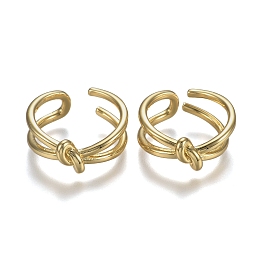 Honeyhandy Adjustable Brass Cuff Rings, Open Rings, Long-Lasting Plated, Knot, Real 18K Gold Plated, US Size 6 1/2(16.9mm)