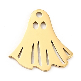 Honeyhandy 201 Stainless Steel Pendants, Ghost, Golden, 17x17x1mm, Hole: 1.4mm