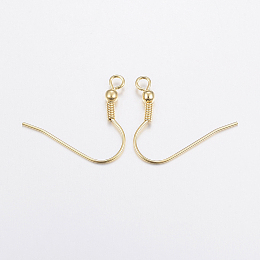 Honeyhandy 304 Stainless Steel Earring Hooks, Ear Wire, with Horizontal Loop, Golden, 20~21x24~26x3mm, Hole: 2mm, Pin: 0.8mm