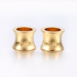 Honeyhandy 304 Stainless Steel Beads, Large Hole Beads, Vase, Golden, 10x8mm, Hole: 6.5mm