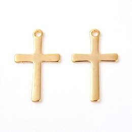 Honeyhandy 201 Stainless Steel Pendants, Cross, Golden, 20.5x12.5x0.8mm, Hole: 1.4mm