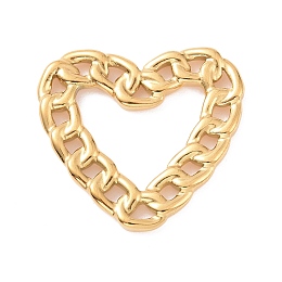 Honeyhandy Ion Plating(IP) 304 Stainless Steel Linking Rings, Curb Chain Style, Heart, Golden, 20.5x22x2mm, Inner Diameter: 9x12.5mm