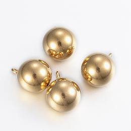 Honeyhandy Ion Plating(IP) 304 Stainless Steel Sphere Charms, Round Ball, Golden, 11x8mm, Hole: 2mm