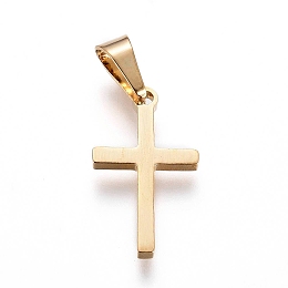 Honeyhandy 304 Stainless Steel Pendants, Cross, Golden, 16.8x9.6x1.3mm, Hole: 6x3mm