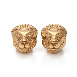 Honeyhandy Ion Plating(IP) 304 Stainless Steel Beads, Lion, Golden, 12x10.5x8mm, Hole: 3mm