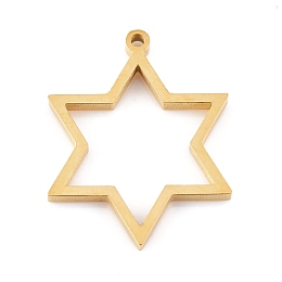 Honeyhandy Ion Plating(IP) 304 Stainless Steel Open Back Bezel Pendants, Double Sided Polishing, Star of David, Real 24K Gold Plated, 32.5x26x3mm, Hole: 2mm