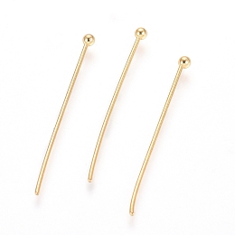 Honeyhandy 304 Stainless Steel Ball Head Pins, Real 24k Gold Plated, 25x0.8mm, 20 Gauge, Head: 2mm