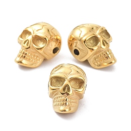 Honeyhandy Ion Plating(IP) 304 Stainless Steel Beads, Skull, Golden, 14x9.5x9mm, Hole: 1.6mm