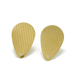 Honeyhandy 304 Stainless Steel Stud Earring Findings, with Loop, Teardrop, Golden, 16x10.5mm, Hole: 1.4mm, Pin: 0.8mm