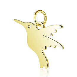 Honeyhandy 304 Stainless Steel Charms, Bird, Golden, 13x17x1mm, Hole: 3mm