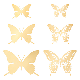 UNICRAFTALE 12pcs 2 Styles Golden Butterfly Wall Decoration Pendants Stainless Steel Wall Stickers Decorative Stickers for Living Room Background Walls