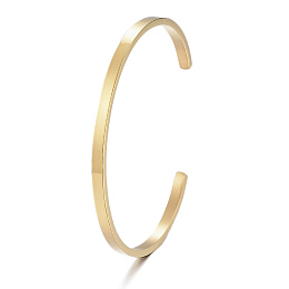 Honeyhandy 304 Stainless Steel Cuff Bangles, Minimalist Simple Open Bangles, Real 18K Gold Plated, Inner Diameter: 2-1/2x2 inch(6.1~6.5x5.1cm)