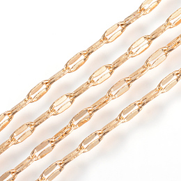 ARRICRAFT Brass Dapped Chains, Cable Chains, Soldered, Flat Oval, Real 18K Gold Plated, 5x2x0.5mm