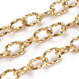 Honeyhandy Ion Plating(IP) 304 Stainless Steel Cable Chains, Textured, Unwelded, Oval, Golden, 5.5mm