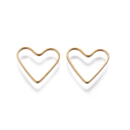 Honeyhandy Brass Linking Rings, Valentine's Day Jewelry Accessory, Heart, Plated in Golden, about 13.5mm wide, 12mm long, 1mm thick