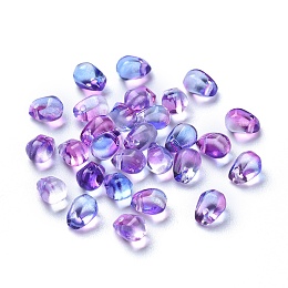 Honeyhandy Transparent Glass Charms, Dyed & Heated, Faceted, Teardrop, Mauve, 6x5.5x6.5mm, Hole: 0.8mm