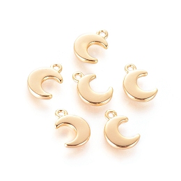 Honeyhandy Long-Lasting Plated Brass Charms, Moon, Nickel Free, Real 18K Gold Plated, 7.5x5x1mm, Hole: 1mm