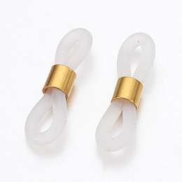 Honeyhandy Eyeglass Holders, Glasses Rubber Loop Ends, with Brass Findings, Golden, 20x6mm, Hole: 2x3mm