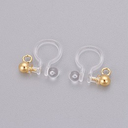 Honeyhandy Transparent U Type Painless Prevent Allergy Resin Ear Clip, with Stainless Steel Findings, Real 18K Gold Plated, 11x10.5x3mm, Hole: 1.4mm