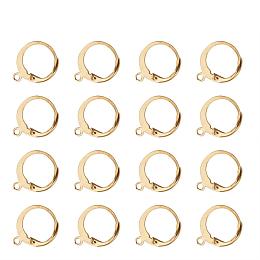 ARRICRAFT 304 Stainless Steel Leverback Earring Findings, with Loop, Golden, 14.5x12mm, Hole: 1.2mm, Pin: 0.8x1mm