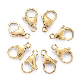 ARRICRAFT Vacuum Plating 304 Stainless Steel Lobster Claw Clasps, Parrot Trigger Clasps, Golden, 15x9x4.5mm, Hole: 2mm