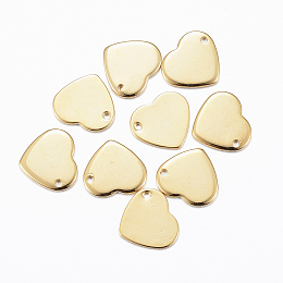 Honeyhandy 304 Stainless Steel Stamping Blank Tag Charms, Heart, Real 24K Gold Plated, 10x11x0.8mm, Hole: 1mm