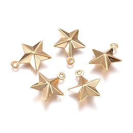 Honeyhandy 304 Stainless Steel Pendants, Star, Golden, 15x12x4mm, Hole: 1mm