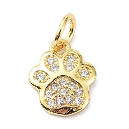 Honeyhandy Brass Micro Pave Cubic Zirconia Charms, with Jump Ring, Long-Lasting Plated, Lead Free & Cadmium Free, Footprint, Real 18K Gold Plated, 10x8.5x2mm