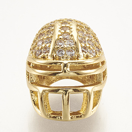Honeyhandy Brass Micro Pave Cubic Zirconia Football Helmet Beads, Clear, Golden, 13.5x10.5x10mm, Hole: 2mm